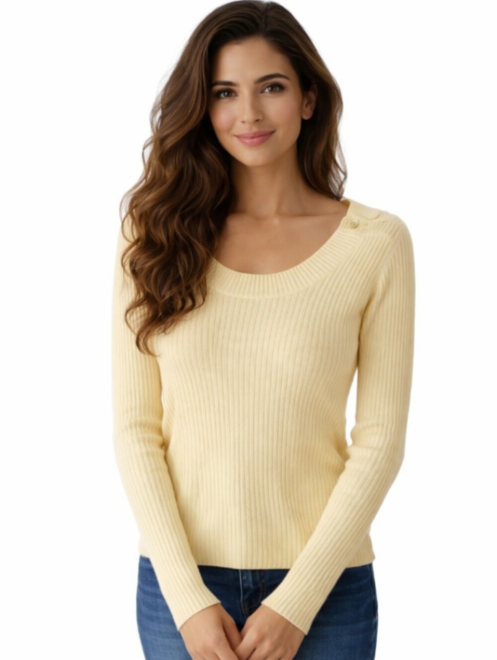 "Moda International" Vintage Sweater –  Pretty Pale Yellow, Size Small